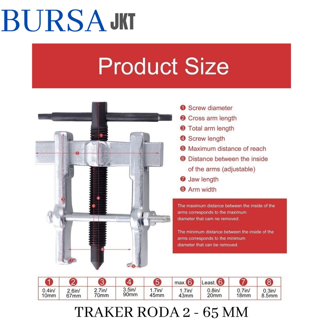 2 - 65 MM TRAKER RODA Baja Karbon Dua Rahang Gigi Penarik