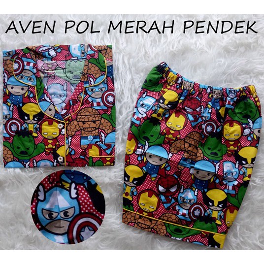 AVEN POL PP PIYAMA CELANA  PENDEK  BAJU TIDUR LENGAN PENDEK  