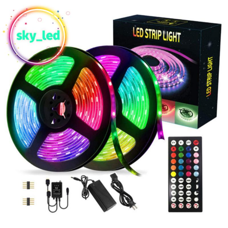 Jual Paket Lampu Led Strip 5050 2835 3528 Rgb 5m 10m Ip44 Ip33 Remot Shopee Indonesia 