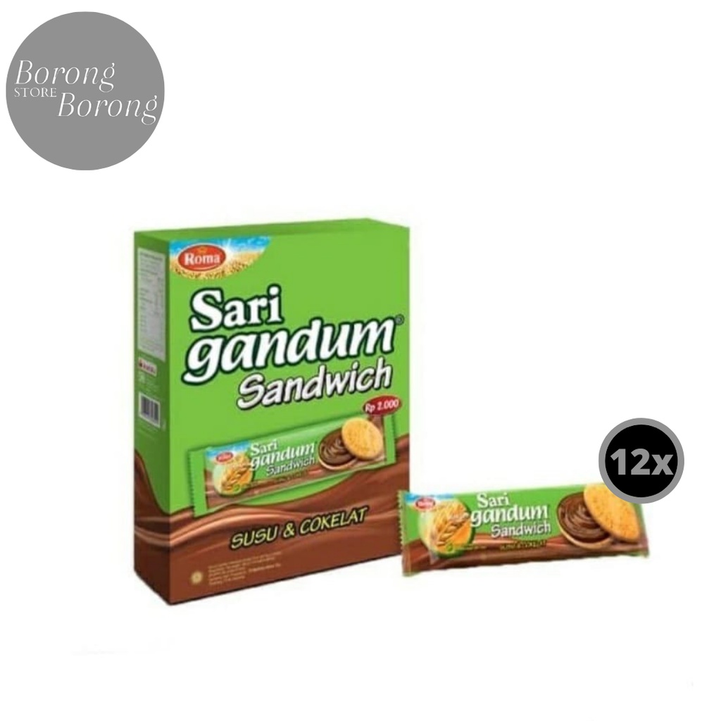 

Roma Sari Gandum Sandwich Cokelat 39gr isi 12 pcs