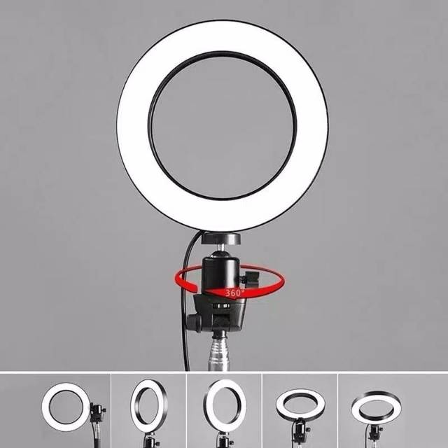 Tripod Ring Light 26Cm Ringlight Makeup Lampu Cincin Dimmable