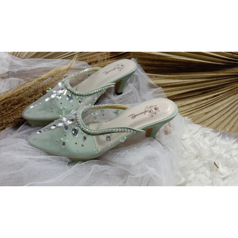 sepatu alunna hijau mint sepatu wanita wedding