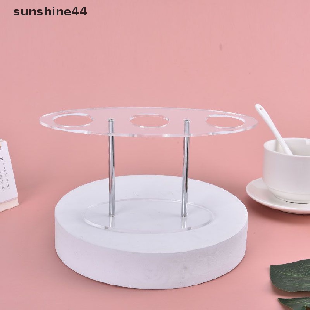 Sunshine Holder Es Krim Cone 3 Lubang Bahan Akrilik Transparan Dapat Dilepas / Digunakan Kembali