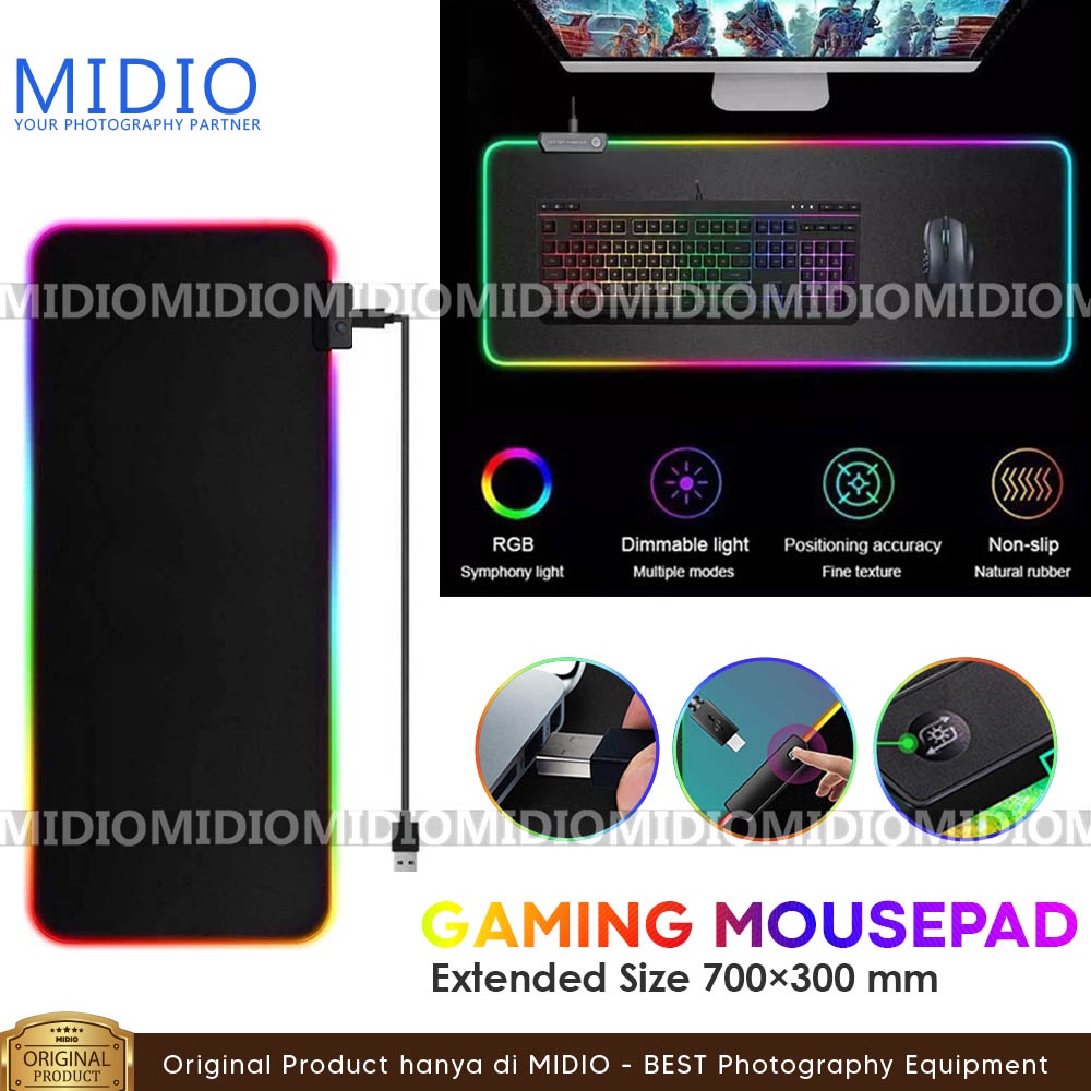 Jual Mousepad Gaming LED RGB Ukuran 700 x 300 Anti Slip Shopee Indonesia