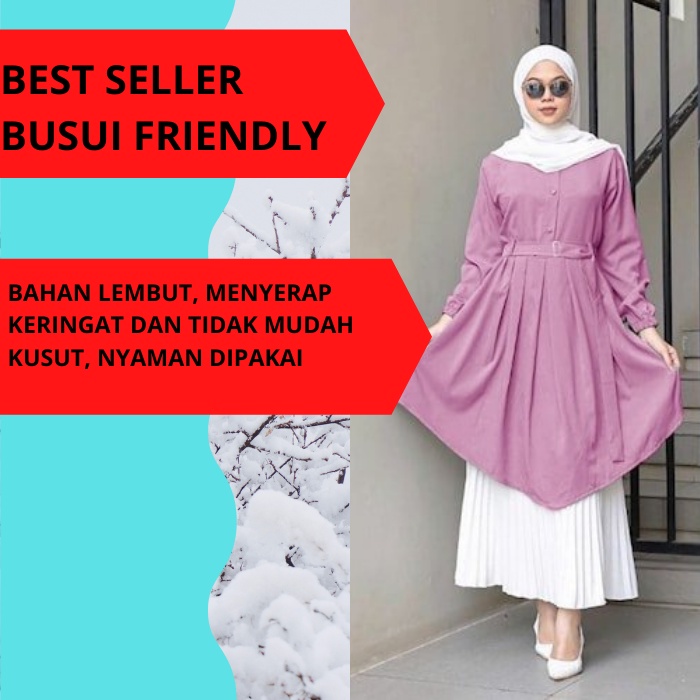 ATASAN - TUNIK WANITA - BAJU MUSLIM -  EXCLUSIVE TERBARU PREMIUM - TUNIK UNGU LILAC