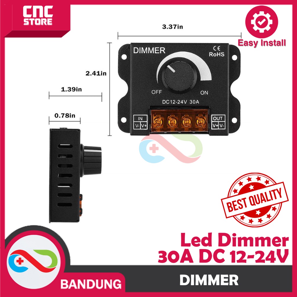 DIMMER DC 12V 24V 30A PENGATUR KECERAHAN LED STRIP BRIGHTNESS ADJUSTER