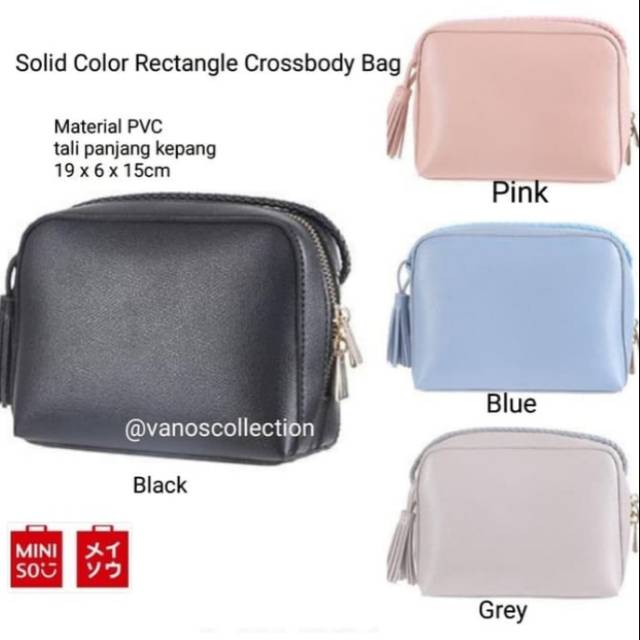 Miniso Solid Color Rectangle Crossbody Bag Tas Selempang