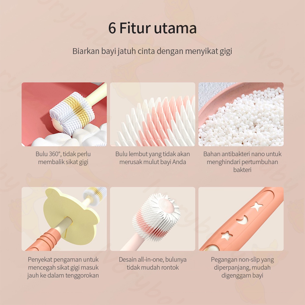 Ivorybaby Sikat gigi anak bayi 1-6 tahun dengan Baffle yang aman toothbrush baby BPA free