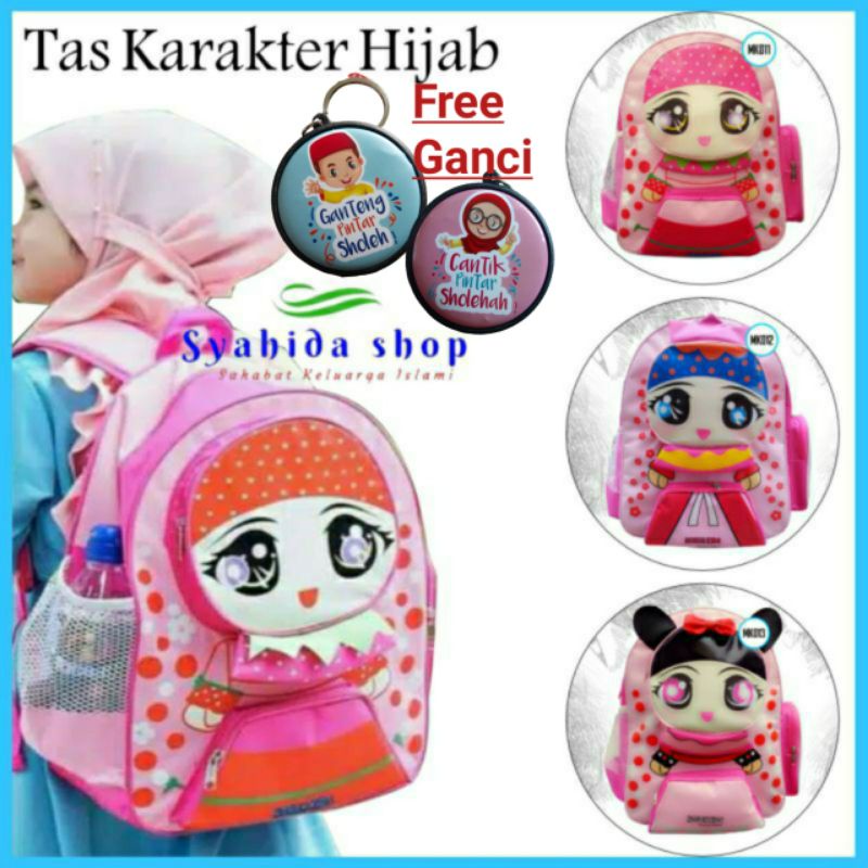 Moslemkids Tas Ransel Anak Lucu D300 Small Large Sekolah Karakter PAUD TK SD Cewek Waterproof Backpa