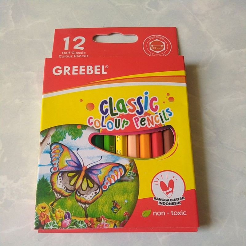 

PINSIL WARNA/mewarnai/GREEBEL,pendek.12warna.harga tertera per 1 pack 12 warna