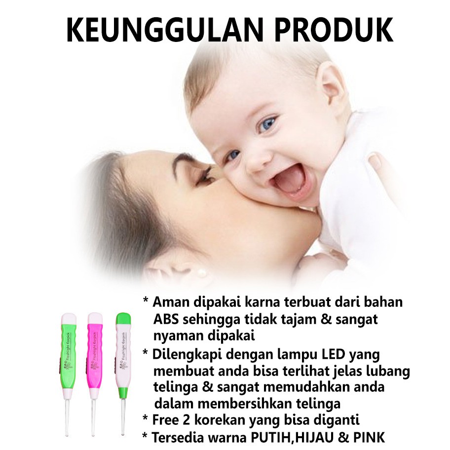 Korek Kuping Lampu LED/Pembersih Kuping Earpick Flashlight Korekan