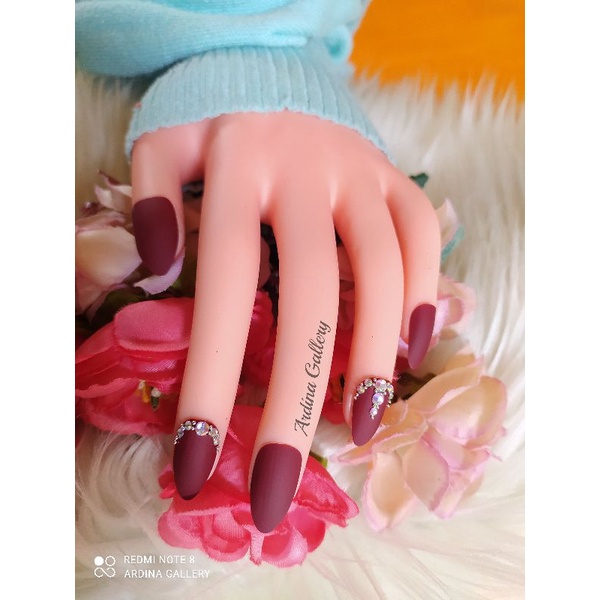 KUKU PALSU// FAKE NAILS //KUKU NAIL ART/ KUKU MAROON DOVE MURAH/ KUKU PALSU WEDDING DOVE FREE LEM/KUKU PALSU MATTE CANTIK