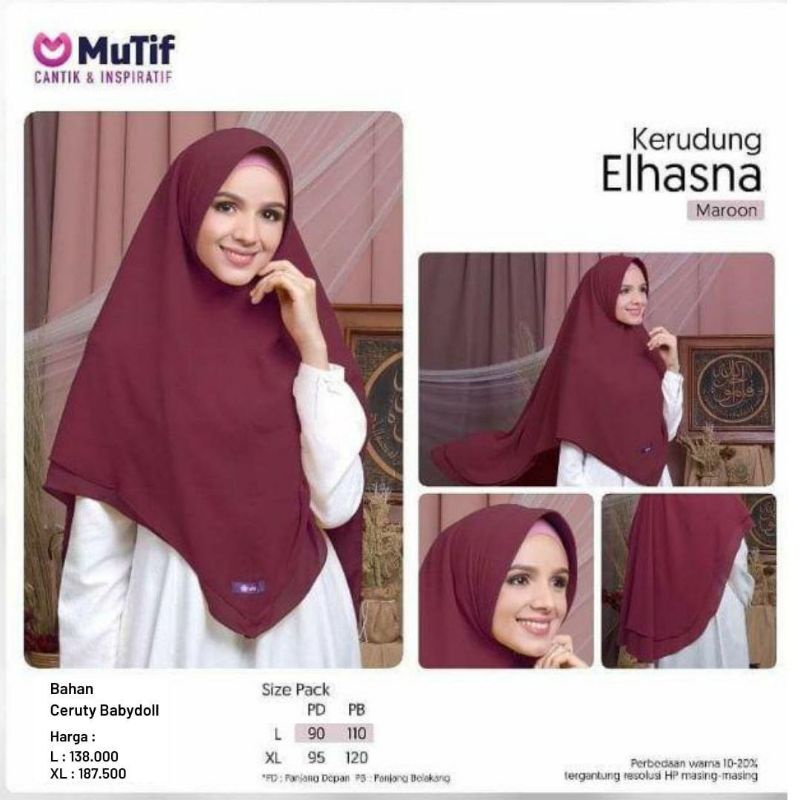 Kerudung Elhasna Khymar Rempel Mutif