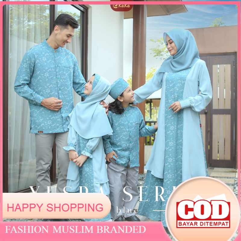KEKE SARIMBIT KELUARGA   YUSRA SERIES SKY BLUE| FAMILY SET TERBARU LEBARAN 2022 | FAMSET KEKINIAN BU