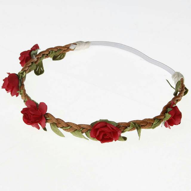 B23. Bandana bayi / headband anak motif rantai bunga dengan daun
