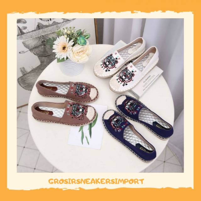 Kenzo Espadrilles Canvas Flat-Shoes Platinum