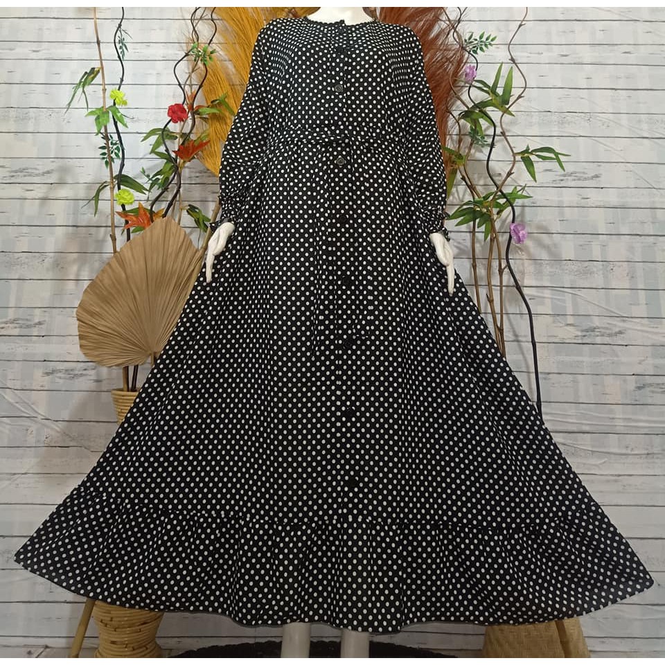 LANGSUNG KIRIM Gamis Mayung Polkadot Kancing Depan / Gamis Monalisa Polkadot Terlaris  / Gamis Klok A33