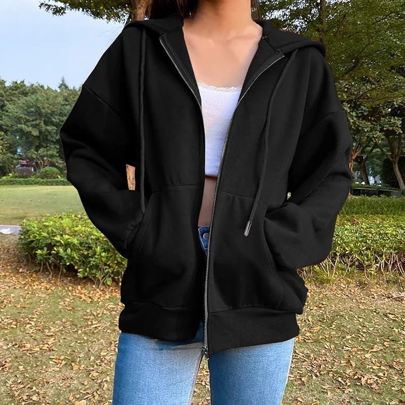 Jaket Hoodie Resleting Zipper Polos Pria &amp; Wanita Distro Original Fleece Tebal Premium Size  L XL XXL | Sweater Hoodie Jaket Outerwear Pakaian Pria Wanita Oversize Korean Pria Wanita Polos Zipper Resleting Bahan Fleece