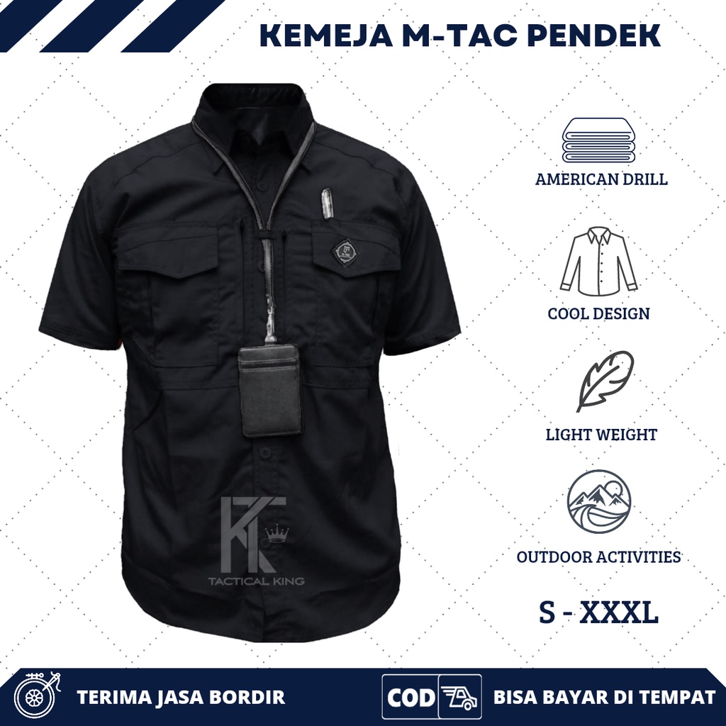 Baju Kemeja Tactical M-TAC Lengan Pendek Best Seller PDL Pria Bahan Drill Outdoor Lapangan Kantor