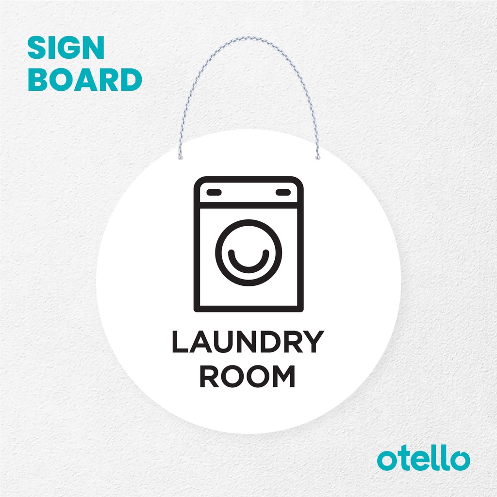 Otello Sign Laundry Room Signage Board Acrylic Papan Gantung Label Akrilik Rantai Petunjuk Toko Modern Minimalist Kafe Restoran Kantor Gedung Cafe