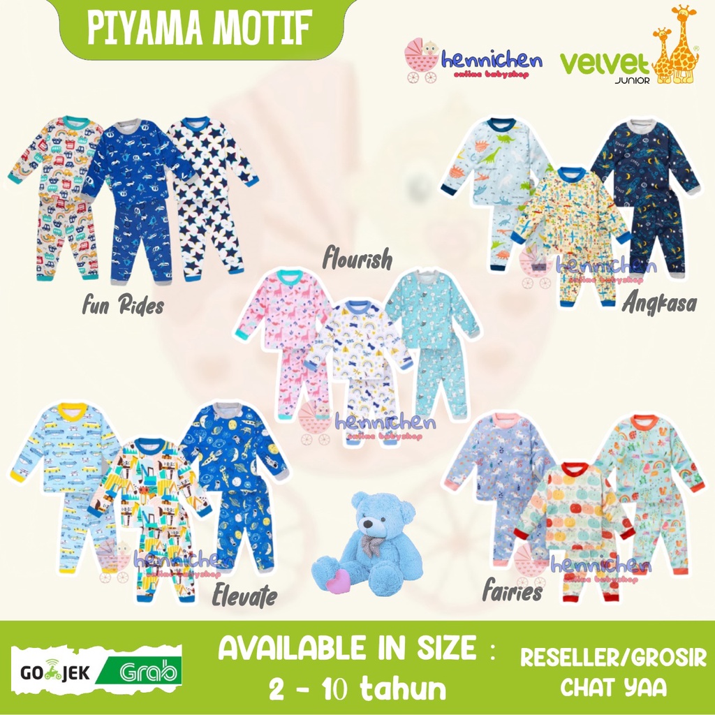 Jual Velvet Junior Piyama DREAMWEAR Big Size BOY GIRL 2 3 4 5 6 7 8 9 ...