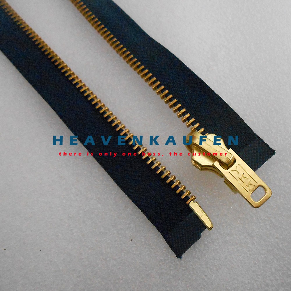 Resleting Zipper Jaket YKK Gigi Besi 70 cm Biru Dongker Navy - Gold Bolak Balik