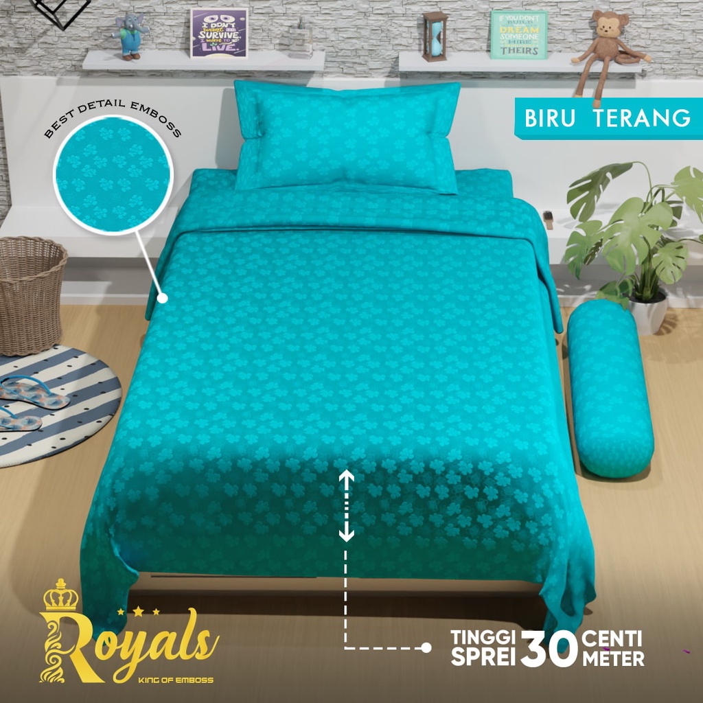 Royals BedCover Set Sprei Uk 120 - Biru Terang