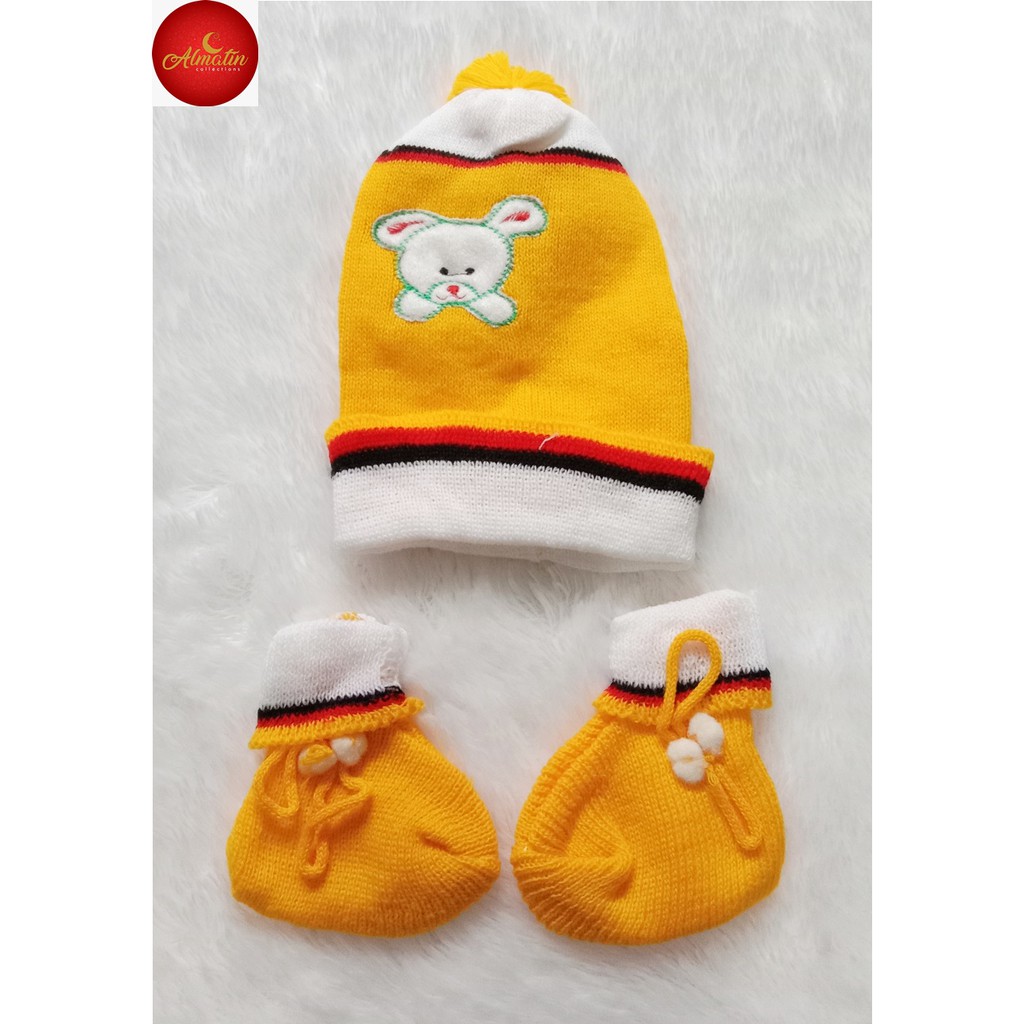 3Stel Topi Kupluk Bayi / Anak Laki-laki / Perempuan / Topi Kupluk Rajut Bayi / 3Kupluk+3Sepatu