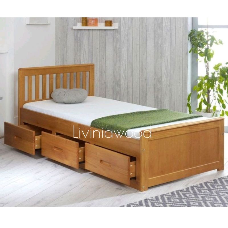 Dipan tempat tidur anak minimalis laci 120x200, ranjang divan kayu jati