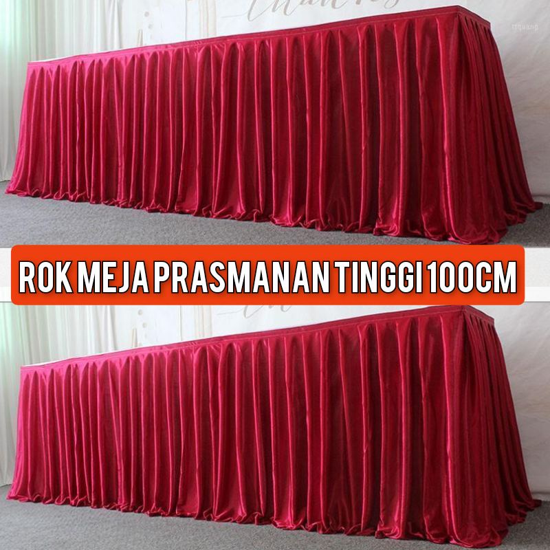 50cm Rok Meja Dekor Prasmanan Taplak Kilap Habutai Haikit Filamin Tebal Tidak Terawang