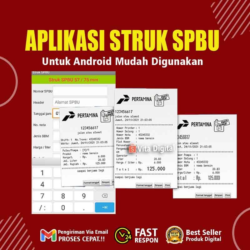 Print Struk Bon SPBU Pro Android 3 model Aplikasi Android