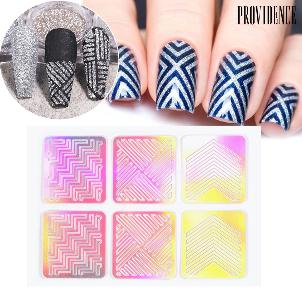 Providence 24Pcs/Set Nail Template Various Patterns Nail Art Making Lightweight Nail Vinyls Irregular Grid Stencil Polish Transfer Tools for Women