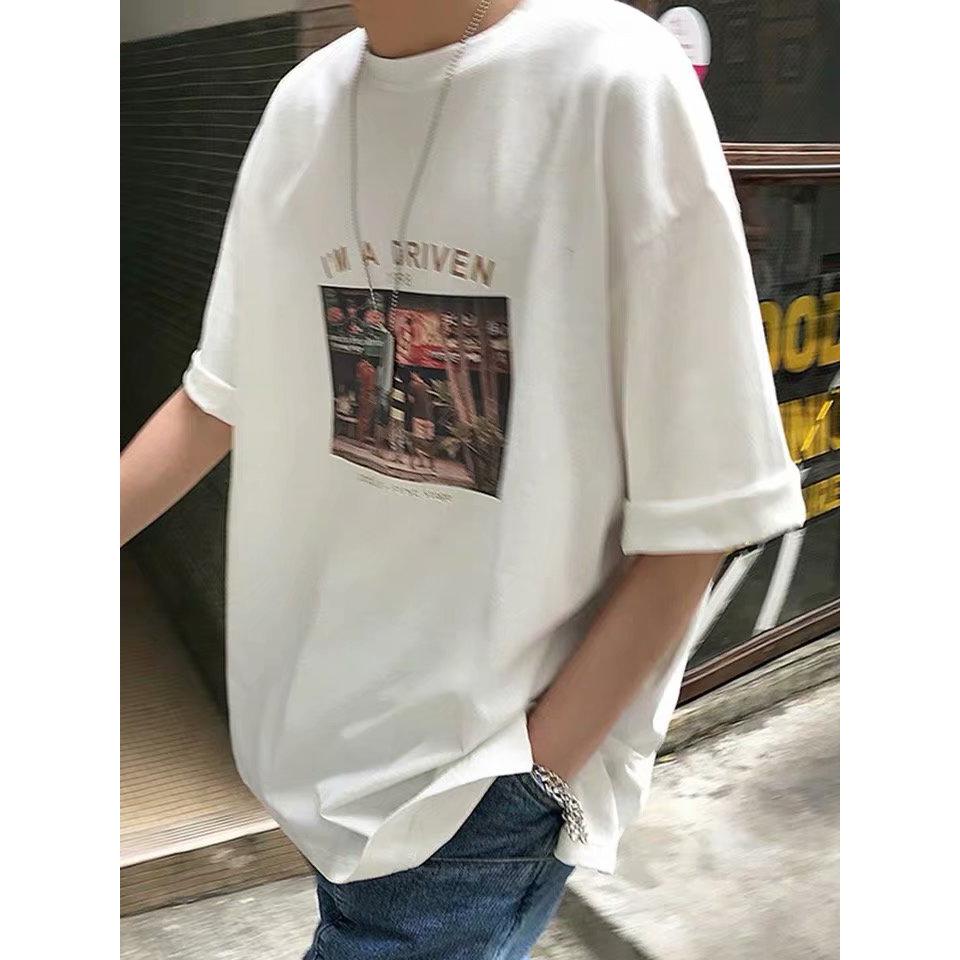  Kaos  T shirt O neck Lengan  Pendek  Longgar Gaya Jepang 