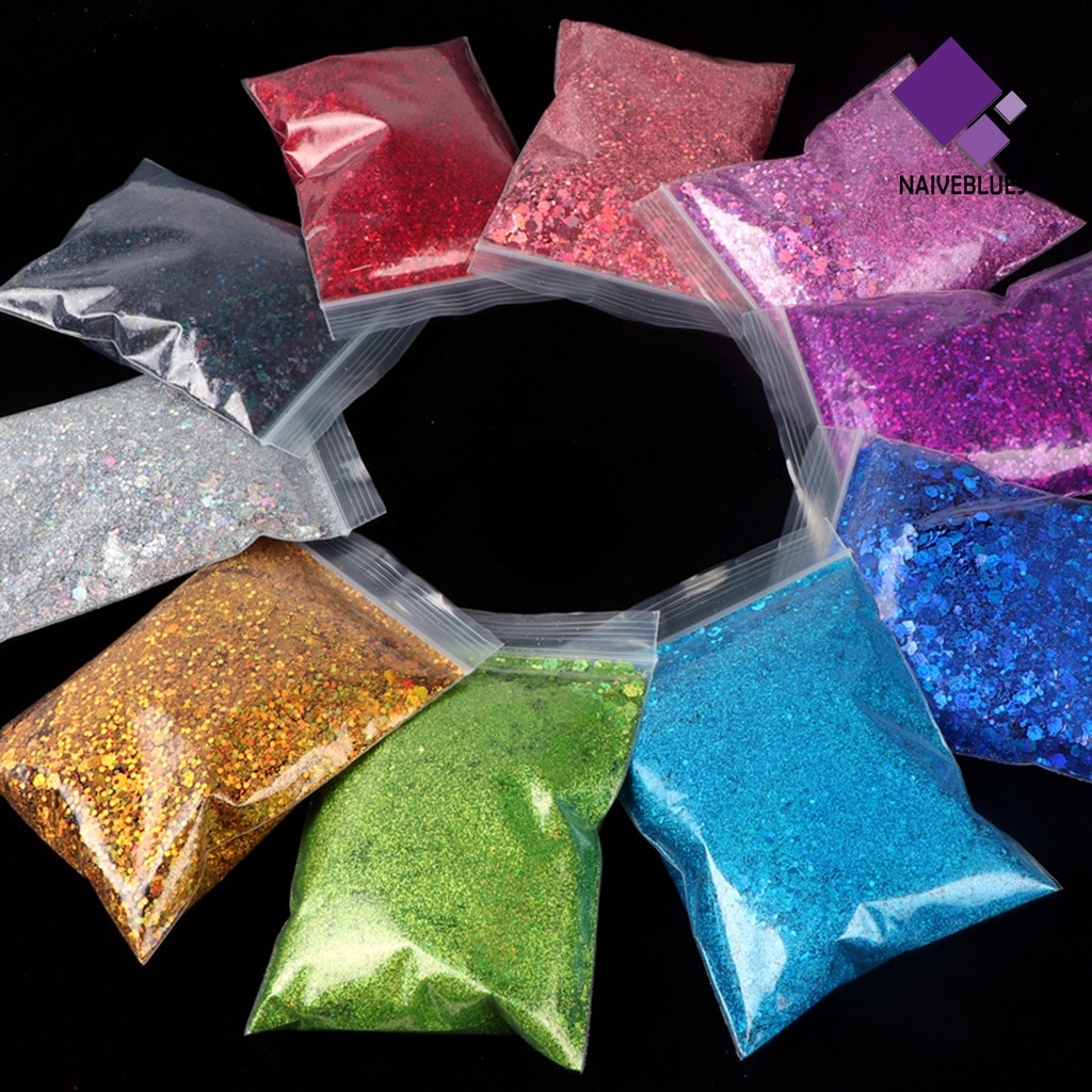 Naiveblue 50g / Kantong Sequin Bentuk Segi Enam Ringan Handmade DIY Bebas Bau