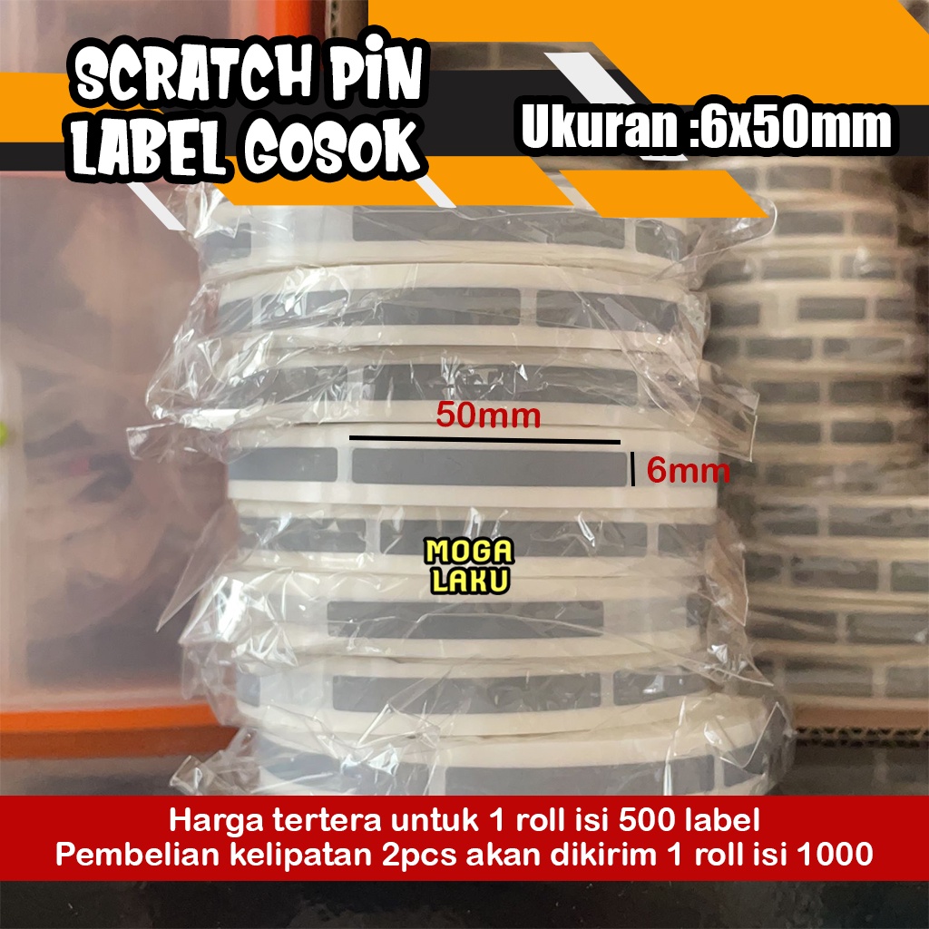 

6x50 mm Scratch Pin sticker label gosok voucher