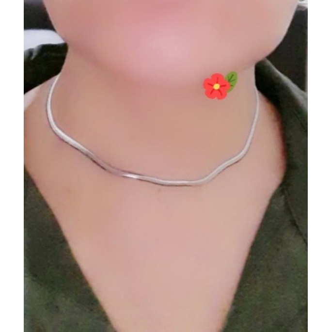 Kalung Titanium Wanita Model Pendek/Choker Gaya Kekinian 35cm