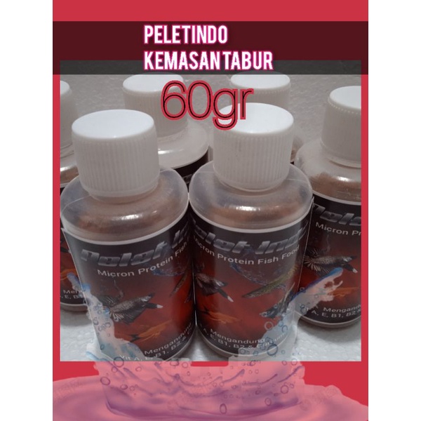 PELET PELLET IKAN KECIL / MAKANAN PAKAN IKAN KECIL GUPPY,CUPANG, NEON,MOLLY DLL PELETINDO Micron fish food berprotein dan vitamin (60gr)