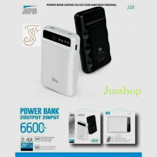 Powerbank jaspan 6600mah 2usb J10 2input 2output Murah