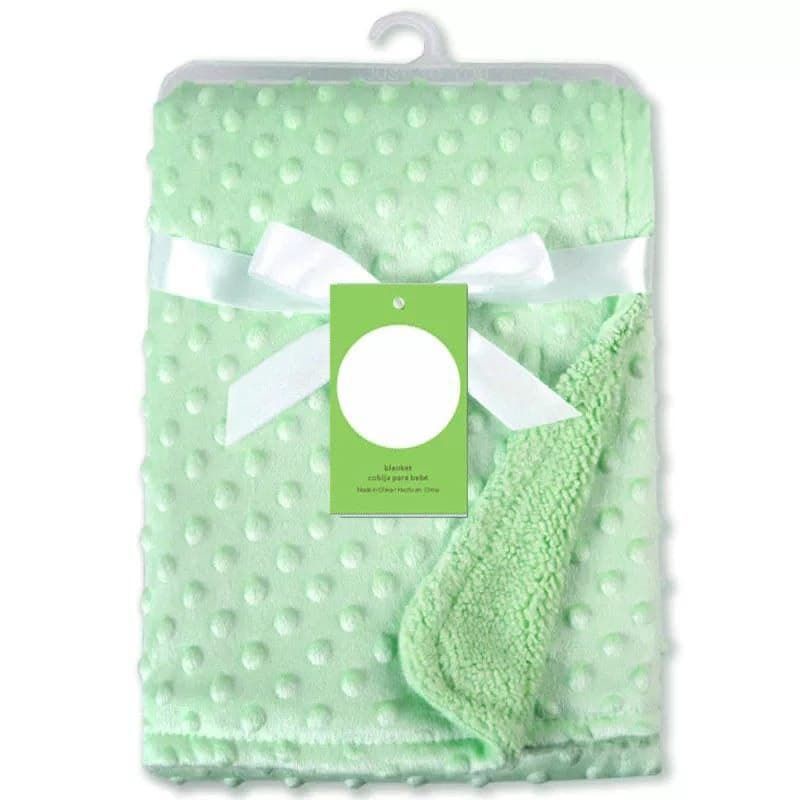 Selimut Polos Totol Bulu Halus Double Fleece Selimut Bayi Baru Lahir Baby Newborn Blanket