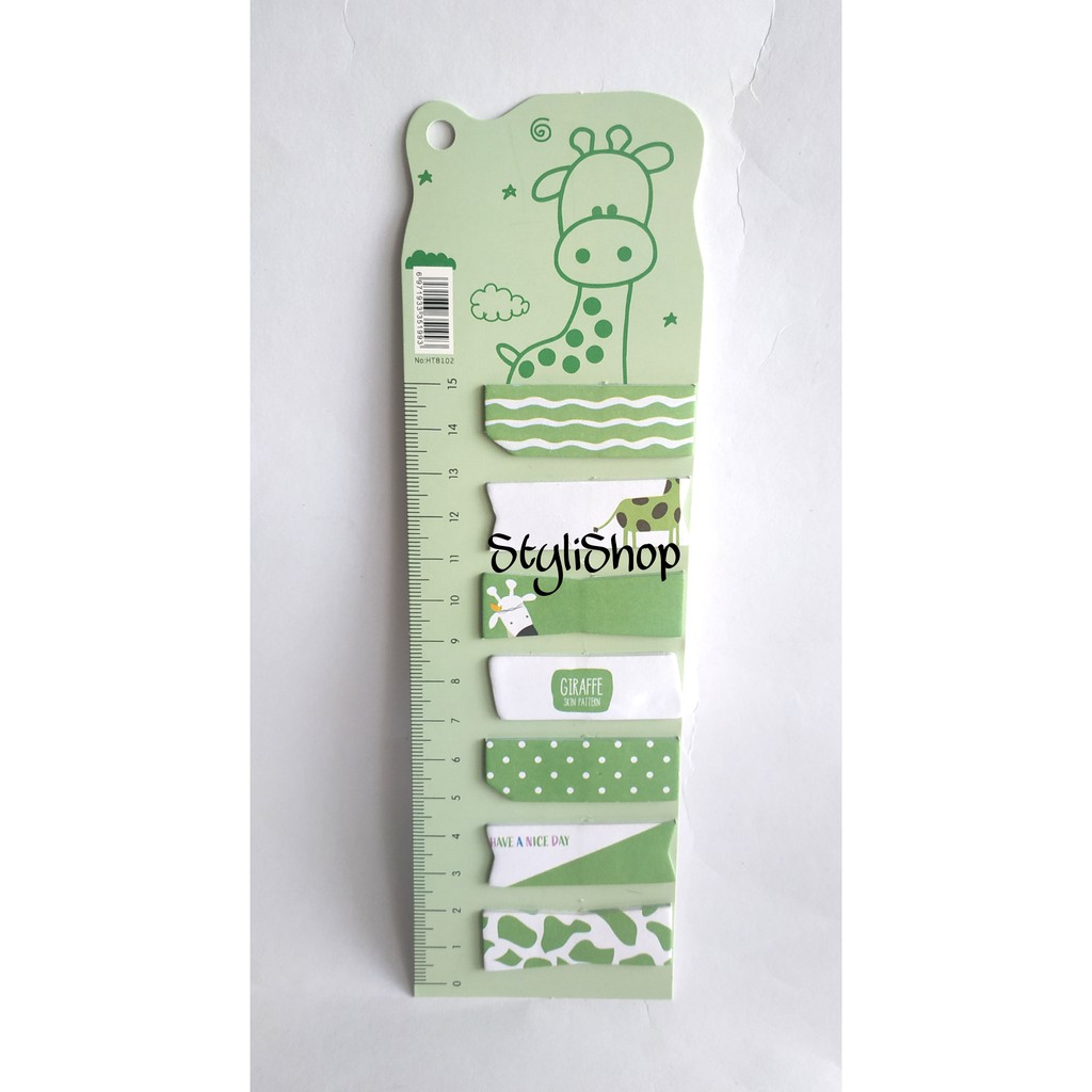 Sticky Note Kertas HT8102 Motif Kaktus / Llama / Jerapah / Memo Kertas / Penanda Buku Kertas-Jerapah Hijau