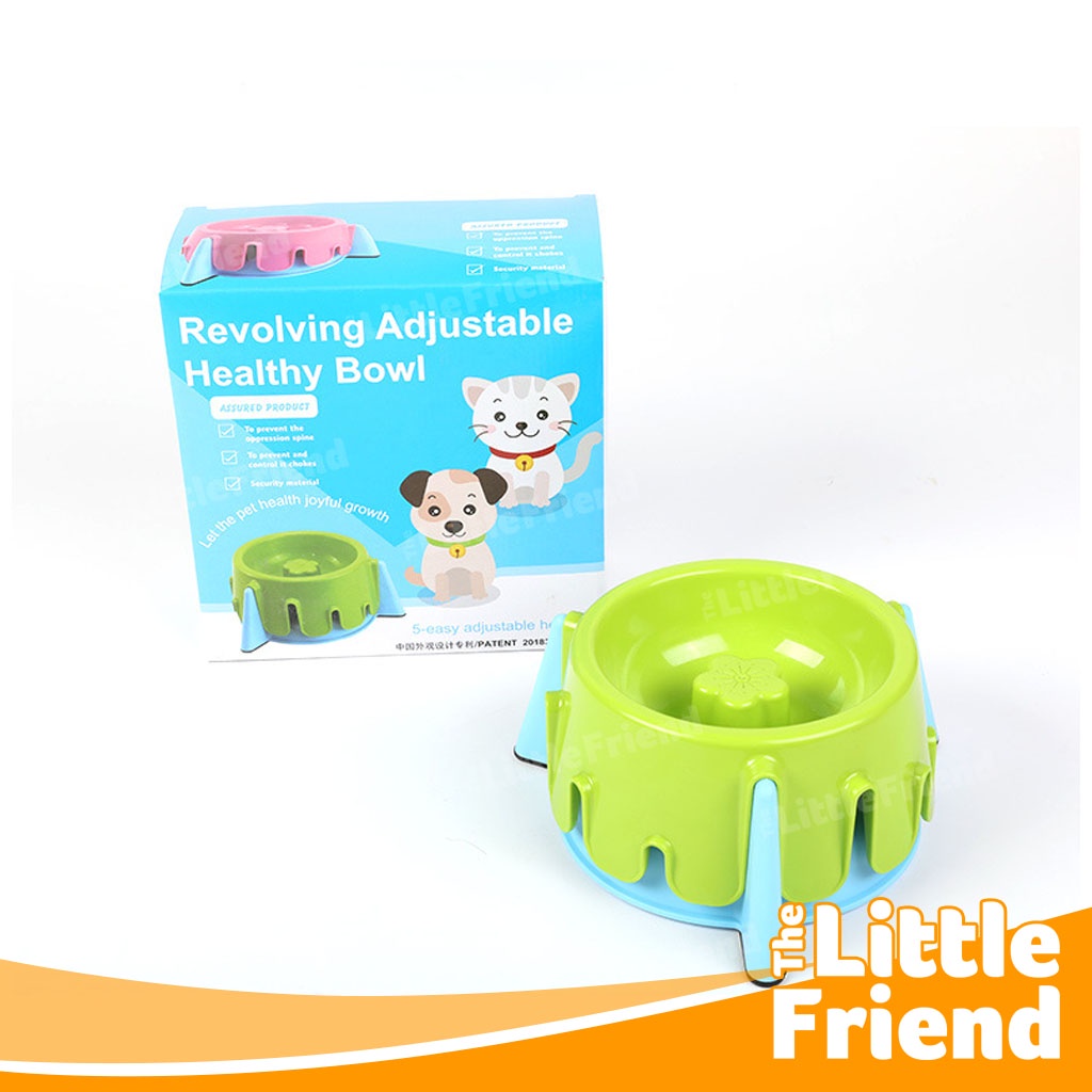 Mangkuk Slow Feeder Anjing Kucing Adjustable Tinggi Kokoh Bisa Diatur 4 Level