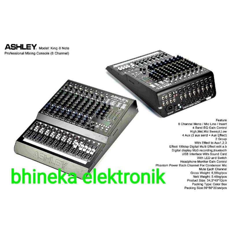 mixer ashley King8 Note / king 8 note original mixer 8 channel usb bluetooth