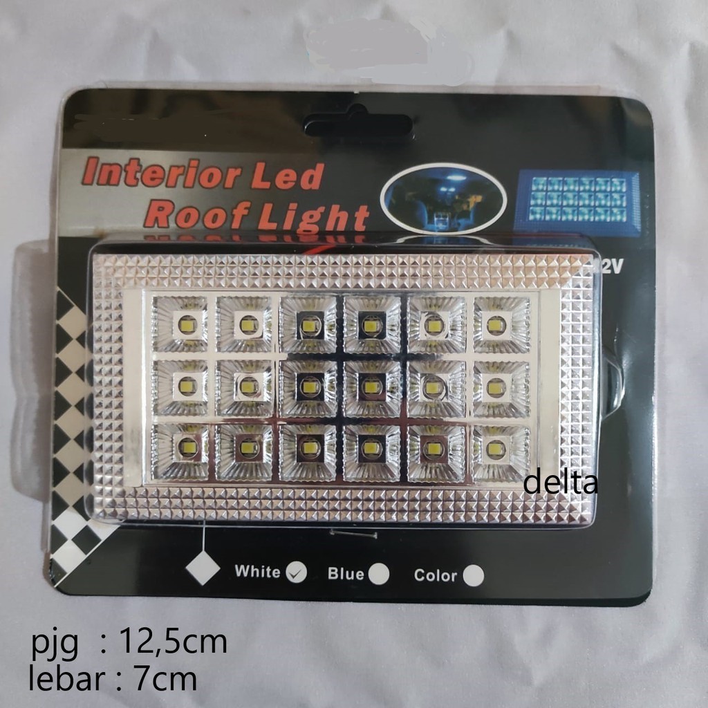 Lampu plavon kabin mobil LED 12v kotak (18 led)