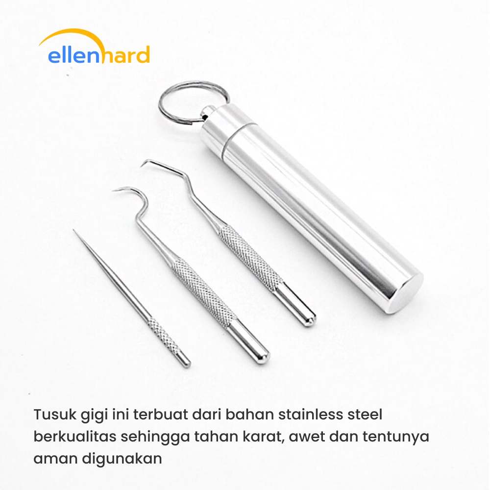 Tusuk Gigi Pembersih Sela Gigi Stainless Steril Toothpick Set