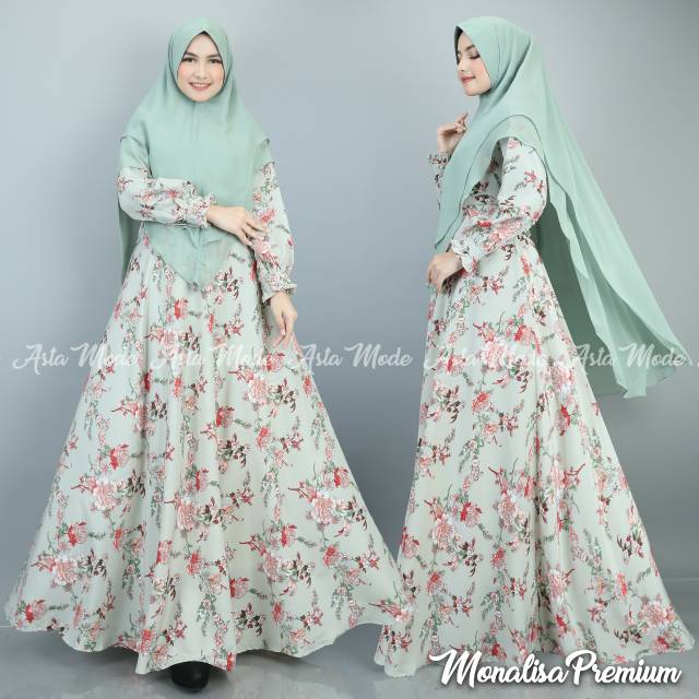 Gamis monalisa motif set syari jilbab ceruty #7