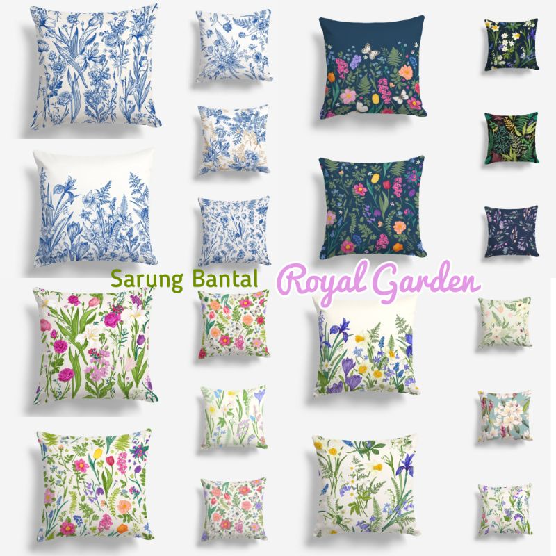 SARUNG Bantal Sofa Garden Floral Daun Bunga 40x40 cm Cover Pillow Cushion