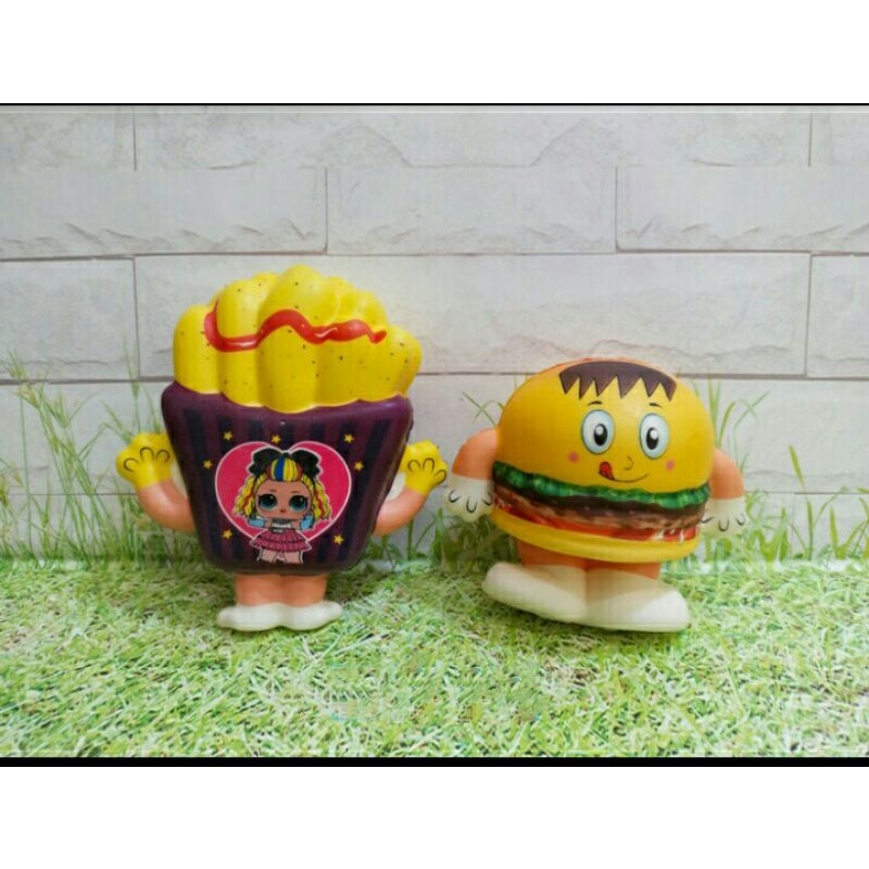 Mainan Murah Sekuisy Squishy Paket Kentang Burger Lucu Squisy Skuisi Wangi Kado Anak Terlaris