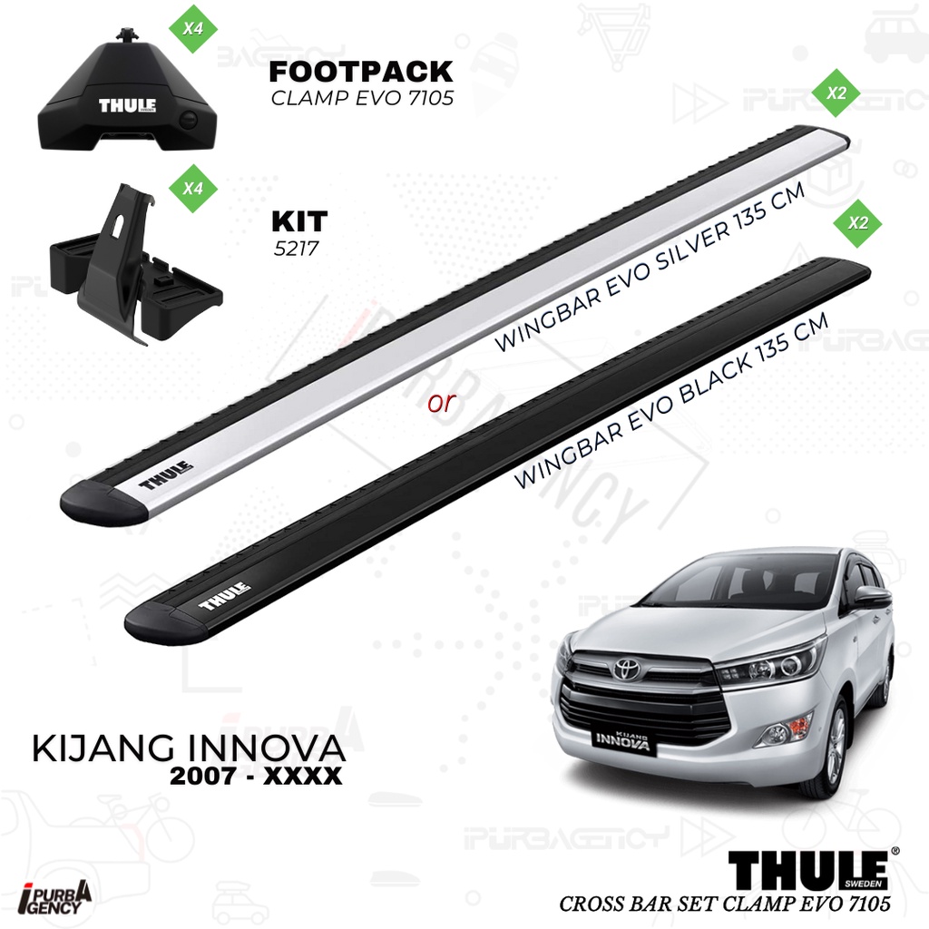 Thule Cross bar Set Kijang Innova 2007 - 20xx Clamp Evo 7105