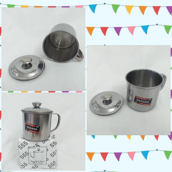 Termos Thermos Mug Gelas Stainless+Tutup Panas Dingin 8cm NAGAKO