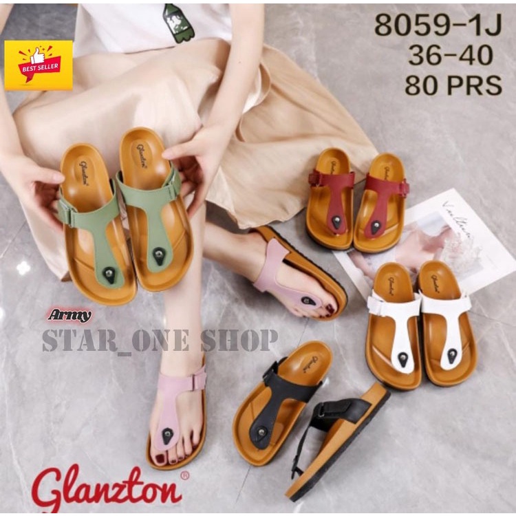 Sandal Selop Glanzton Wanita Karet 8059-1J - Sandal Wanita Terbaru - Sandal Wanita Terlaris